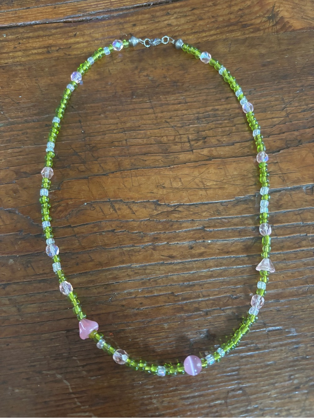 Green and Pink Beaded Women’s Necklace